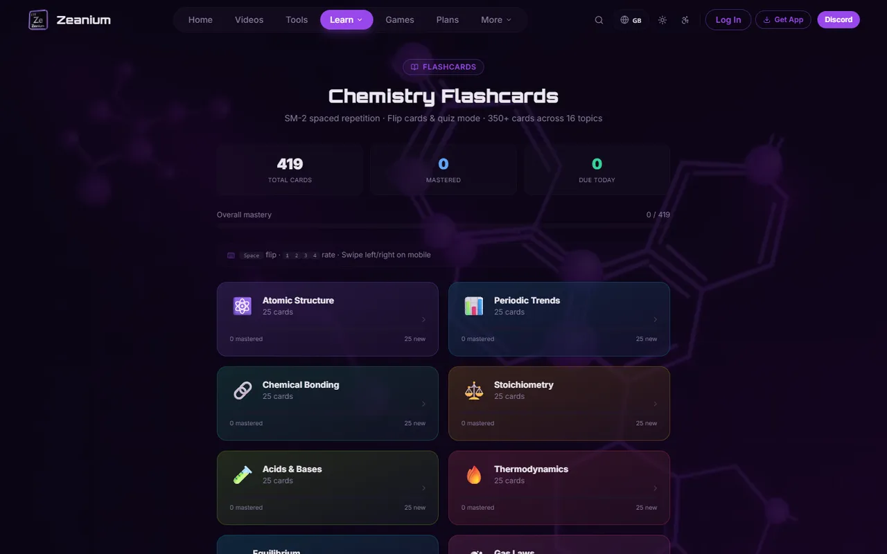 Chemistry flashcards on Zeanium
